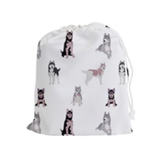 Husky Dogs With Sparkles Drawstring Pouch (xl) by SychEva