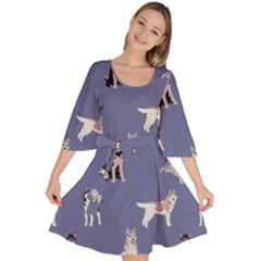 Husky Dogs With Sparkles Velour Kimono Dress by SychEva