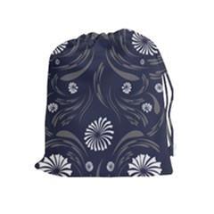 Folk Flowers Print Floral Pattern Ethnic Art Drawstring Pouch (xl) by Eskimos