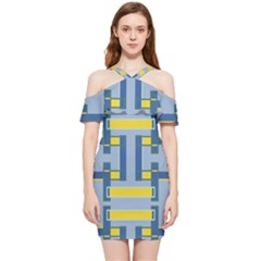 Abstract Pattern Geometric Backgrounds   Shoulder Frill Bodycon Summer Dress by Eskimos