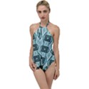 Abstract geometric design   geometric fantasy   Go with the Flow One Piece Swimsuit View1