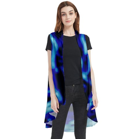 Blue Waves Abstract Series No8 Sleeveless Chiffon Waistcoat Shirt by DimitriosArt