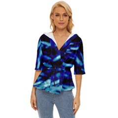 Blue Waves Abstract Series No8 Lightweight Drawstring Hooded Top by DimitriosArt