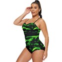 Green  Waves Abstract Series No3 Retro Full Coverage Swimsuit View2