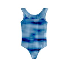 Blue Waves Abstract Series No5 Kids  Frill Swimsuit by DimitriosArt