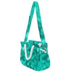 Light Reflections Abstract No9 Turquoise Rope Handles Shoulder Strap Bag by DimitriosArt