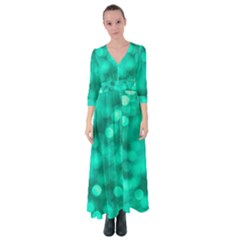 Light Reflections Abstract No9 Turquoise Button Up Maxi Dress by DimitriosArt
