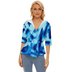 Blue Abstract 2 Lightweight Drawstring Hooded Top by DimitriosArt