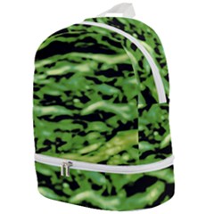 Green  Waves Abstract Series No11 Zip Bottom Backpack by DimitriosArt