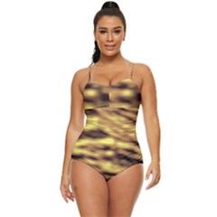 Yellow  Waves Abstract Series No10 Retro Full Coverage Swimsuit by DimitriosArt