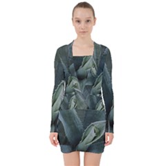 The Agave Heart Under The Light V-neck Bodycon Long Sleeve Dress by DimitriosArt