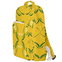 Floral Folk Damask Pattern Fantasy Flowers Floral Geometric Fantasy Double Compartment Backpack by Eskimos