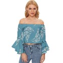 Folk flowers print Floral pattern Ethnic art Off Shoulder Flutter Bell Sleeve Top View1