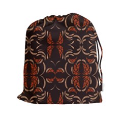 Floral Folk Damask Pattern Fantasy Flowers Floral Geometric Fantasy Drawstring Pouch (2xl) by Eskimos