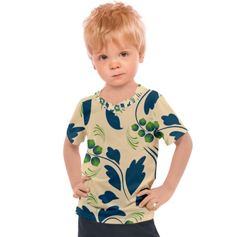 Folk Flowers Print Floral Pattern Ethnic Art Kids  Sports Tee by Eskimos