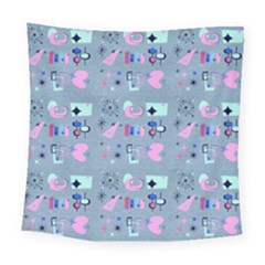50s Diner Print Blue Square Tapestry (large) by NerdySparkleGoth