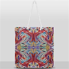 Red Feathers Full Print Rope Handle Tote (large) by kaleidomarblingart
