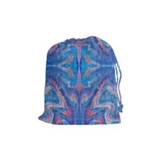 Blue Repeats Drawstring Pouch (medium) by kaleidomarblingart