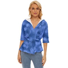 Light Reflections Abstract No5 Blue Lightweight Drawstring Hooded Top by DimitriosArt