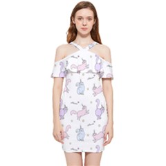 Unicorn Cats Pattern 2 Shoulder Frill Bodycon Summer Dress by Littlebird