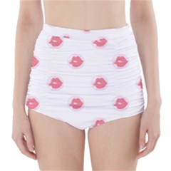 Lips Bubblegum Pattern High-waisted Bikini Bottoms by Littlebird