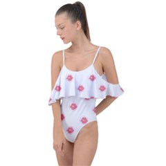 Lips Bubblegum Pattern Drape Piece Swimsuit by Littlebird