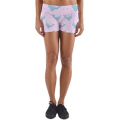 Narwales Stars  Pattern Pink Yoga Shorts by Littlebird