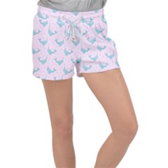 Narwales Stars  Pattern Pink Velour Lounge Shorts by Littlebird