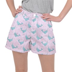 Narwales Stars  Pattern Pink Ripstop Shorts by Littlebird