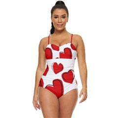 Scribbled Love Retro Full Coverage Swimsuit by SomethingForEveryone