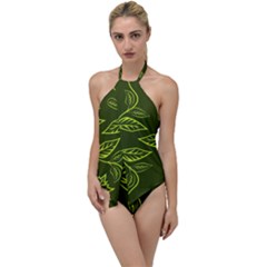Folk Flowers Print Floral Pattern Ethnic Art Go With The Flow One Piece Swimsuit by Eskimos