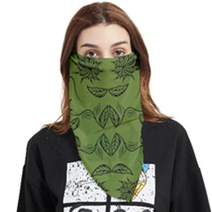 Floral Folk Damask Pattern Fantasy Flowers Floral Geometric Fantasy Face Covering Bandana (triangle) by Eskimos