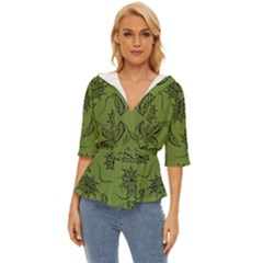 Floral Folk Damask Pattern Fantasy Flowers Floral Geometric Fantasy Lightweight Drawstring Hooded Top by Eskimos
