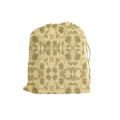 Floral Folk Damask Pattern Fantasy Flowers Floral Geometric Fantasy Drawstring Pouch (large) by Eskimos