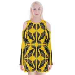 Abstract Pattern Geometric Backgrounds  Abstract Geometric Design    Velvet Long Sleeve Shoulder Cutout Dress by Eskimos