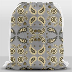 Floral Folk Damask Pattern Fantasy Flowers Floral Geometric Fantasy Drawstring Bag (large) by Eskimos
