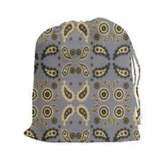 Floral Folk Damask Pattern Fantasy Flowers Floral Geometric Fantasy Drawstring Pouch (2xl) by Eskimos
