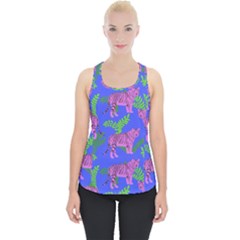 Pink Tigers On A Blue Background Piece Up Tank Top by SychEva