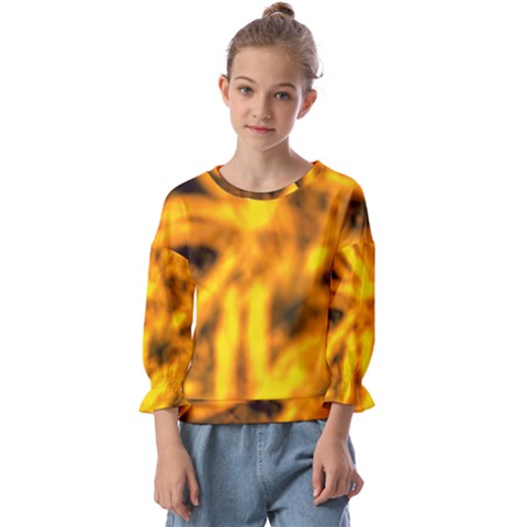 Golden Abstract Stars Kids  Cuff Sleeve Top by DimitriosArt