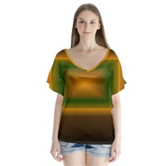Gradient V-neck Flutter Sleeve Top by Sparkle
