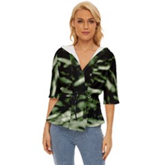 Green  Waves Abstract Series No5 Lightweight Drawstring Hooded Top by DimitriosArt