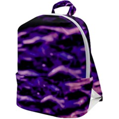 Purple  Waves Abstract Series No1 Zip Up Backpack by DimitriosArt