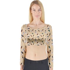 Festive Champagne Long Sleeve Crop Top by SychEva