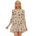 Festive Champagne Long Sleeve Babydoll Dress View1