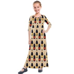 Champagne For The Holiday Kids  Quarter Sleeve Maxi Dress by SychEva