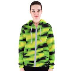 Green  Waves Abstract Series No12 Women s Zipper Hoodie by DimitriosArt