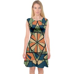 Abstract Pattern Geometric Backgrounds   Capsleeve Midi Dress by Eskimos