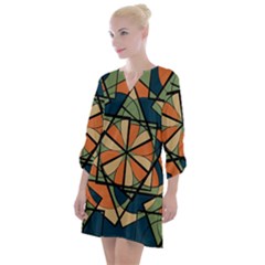 Abstract Pattern Geometric Backgrounds   Open Neck Shift Dress by Eskimos