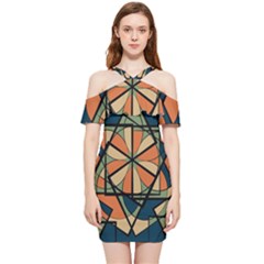 Abstract Pattern Geometric Backgrounds   Shoulder Frill Bodycon Summer Dress by Eskimos