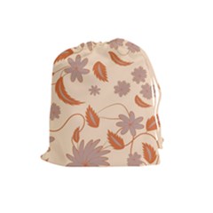 Folk Flowers Print Floral Pattern Ethnic Art Drawstring Pouch (large) by Eskimos